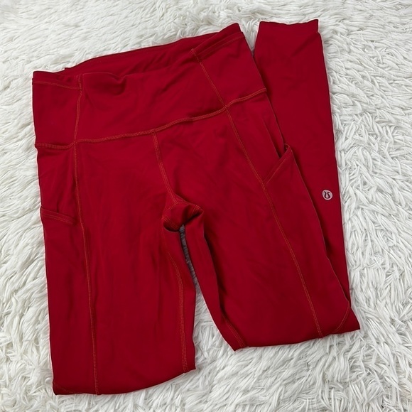 Lululemon Fast & Free 7/8 Tight II *Non-Reflective Nulux 25" Dark Red - Picture 1 of 6